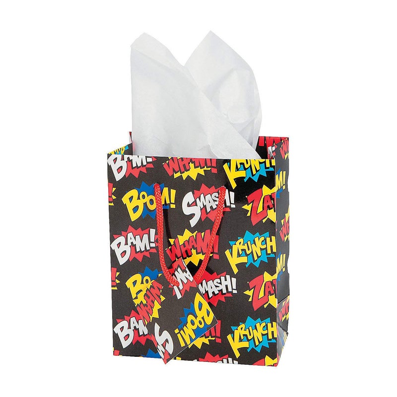 Fun Express Super Hero Comic Theme Gift Favor Bags Pack of 12 small favor gift bags